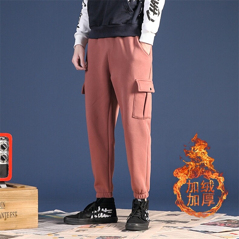 冬季新款加绒加厚蒙马日系港chic国潮基础休闲工装裤CK32-P50,男装休闲裤,电商A021A
