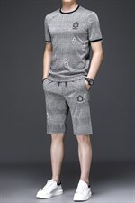 男士运动套装夏季新款2023新款短袖t恤宽松休闲短裤子，男装休闲套装，电商B212（原钱塘6029）