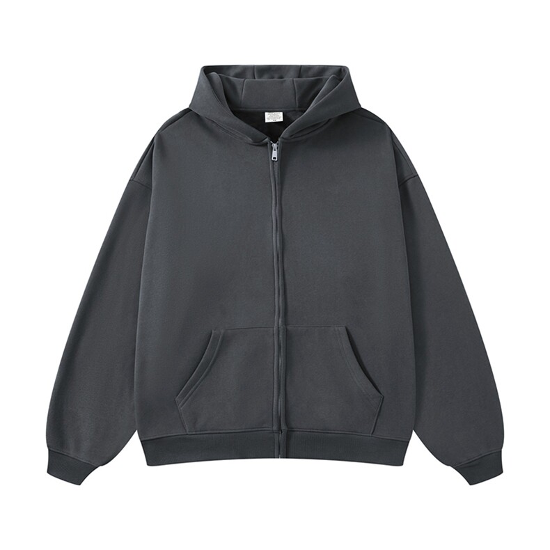 无帽绳开衫抖音得物品质二开360克秋冬美式连帽卫衣外套WS15，男装卫衣，电商A486-1