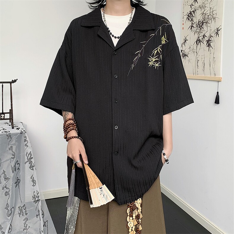 复古衬衫男夏装宽松小众设计感趣味新款男装上衣外穿C01281-P38,男装衬衫,星座308B-2