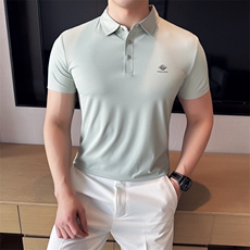 2025夏季高品质冰丝无痕短袖T恤翻领Polo衫756-P73，男装T恤，电商D342