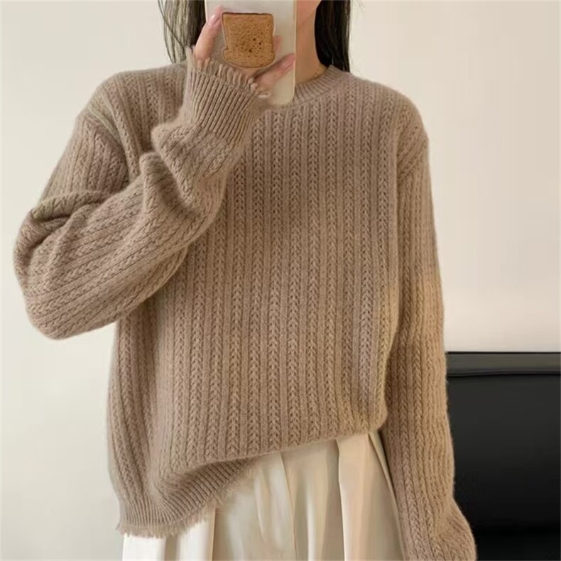 2025年秋季通勤套头单件长袖时尚百搭通勤简约羊毛衫,女装羊毛衫,硕彦羊绒
