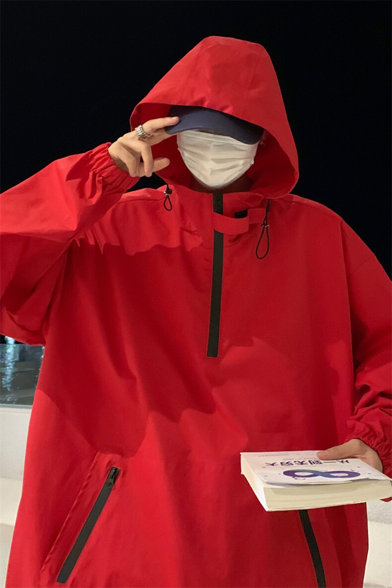 JK8010/P55秋装新款现货中性风冲锋衣男女宽松套头夹克个性外套男,男装夹克,电商A141