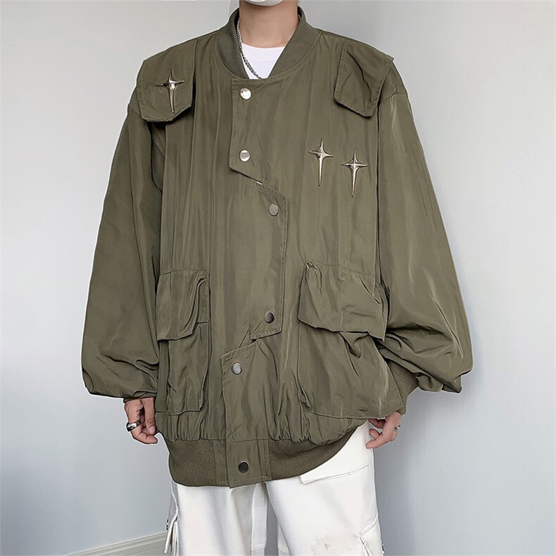 潮牌港风ins工装夹克男士外套春秋季宽松美式高街棒球服J8528-p63,男装夹克,星座1008
