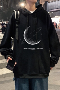 WY2246-P35 纯棉连帽月球卫衣男大码运动帽衫宽松薄外套男图片