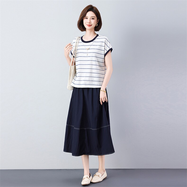 2026年夏季休闲风通用两件套套头宽松型吸湿快干轻薄拼接套装2634，女装套装/套裙，秋牧寒烟