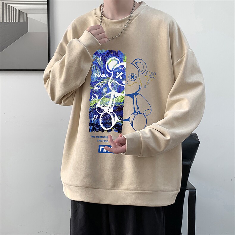 麂皮绒卫衣男大码重磅长袖t恤男 JW81290-P35图片