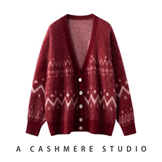 2025秋冬百搭时尚拉绒v领开衫纽扣羊绒衫，女装羊绒衫，戎叶云台