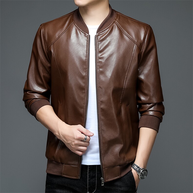 皮衣男春秋季2023新款仿夹克潮流皮衣服秋冬季休闲上衣外套,男装皮衣,电商B212（原钱塘6029）