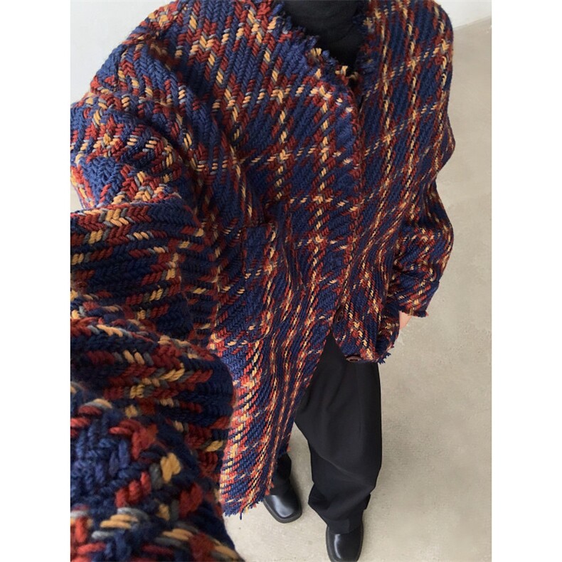 现货!25春夏复古百搭重磅编织毛边格子呢料夹克外套XXF18-P125，男装夹克，电商B288