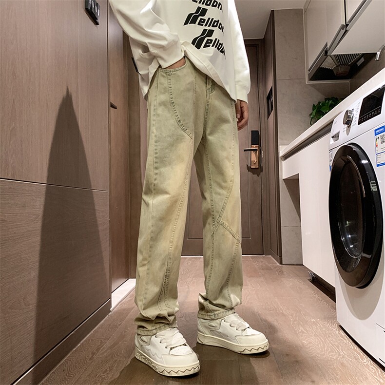 拼接牛仔裤微喇叭小直脚B342-K7029-P55直播品质,男装牛仔裤,电商B342