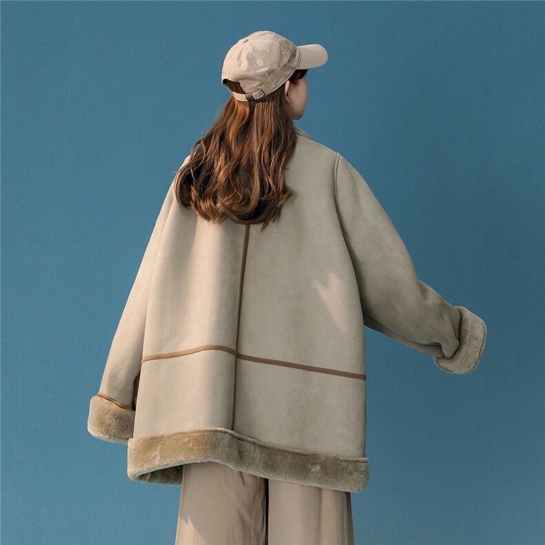 1中性风皮毛一体棉衣女高级感圆领机车棉衣男外套女8708P158控228,女装棉衣/棉服,星座226-2