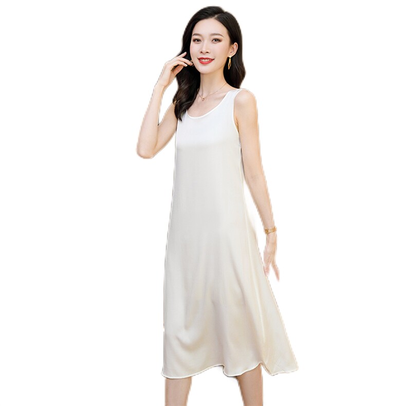 杭州真丝连衣裙女夏2025新款桑蚕丝时尚背心无袖吊带A字裙,女装连衣裙,阿舍尔精品