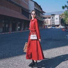 2021春秋季法式复古灯芯绒连衣裙ZB011-897P110K158，女装连衣裙，Mushroom