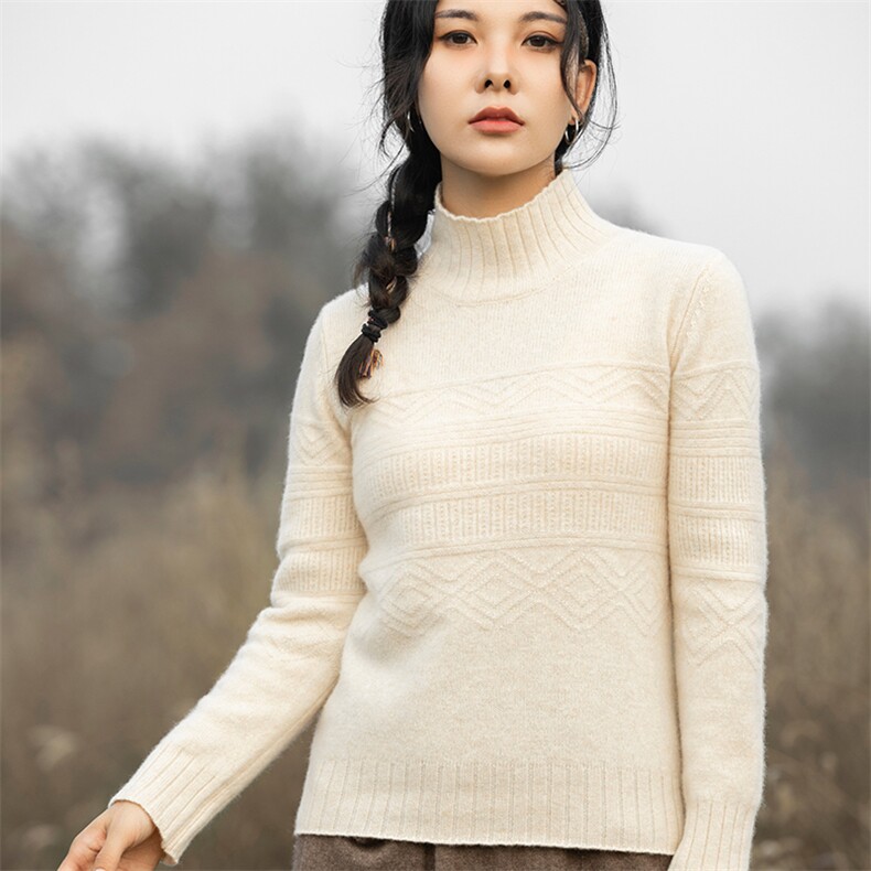 半高领羊毛衫女套头2024年新款秋冬季保暖打底衫,女装羊毛衫,赛冬羊绒