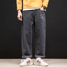 NK46072-P45加绒-P55百搭牛仔裤男士宽松九分裤男直筒裤子男，男装牛仔裤，电商A040A