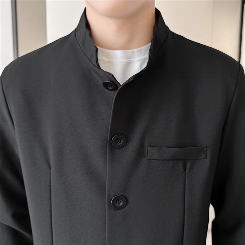 新中式休闲青年装纯色中山装男痞帅高级感西装礼服春秋外套-XZ180,男装西服,星座601-1