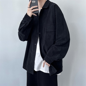现货港风宽松纯色长袖衬衫男KD557-P45图片