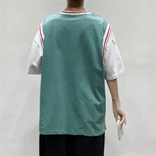 男圆领T恤宽松短袖假两件Q913P28，男装T恤，星座1116-2