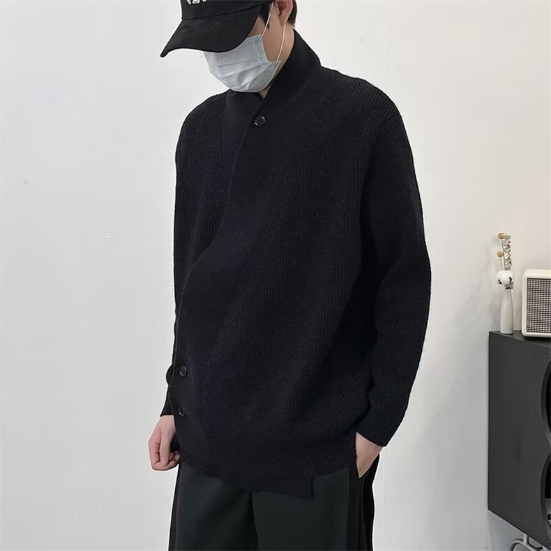 2024秋冬季新款慵懒风拼接立领针织开衫男宽松轻奢毛衣外套888,男装针织衫/毛衣,星座506