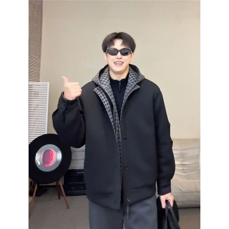 1506/QFA2690/P88简约时尚百搭新款男女潮流拼接格纹设计休闲外套，女装短外套，星座1506