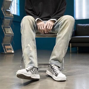 渐变扎染牛仔裤男嘻哈黄泥泼墨牛仔裤N113P45,男装牛仔裤,星座1116-2