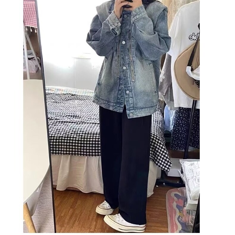 美式复古牛仔夹克宽松设计感重工做旧街头外套男女潮牌LJ099-P57,男装夹克,星座1008