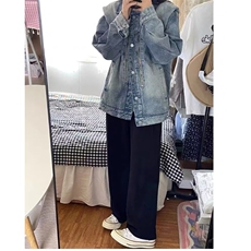 美式复古牛仔夹克宽松设计感重工做旧街头外套男女潮牌LJ099-P57，男装夹克，星座1008