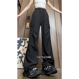 INS夏季新款冰丝垂感褶皱设计宽松休闲裤B315-K24152-特p30控58图片