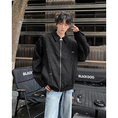 新款男生美式复古褶皱设计感夹克外套宽松休闲外套，男装夹克，星座410-7
