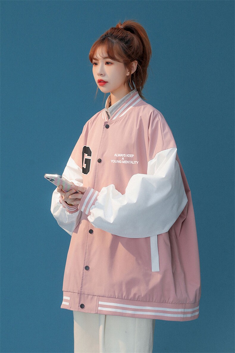 中性风2023秋季新款ins港风潮牌潮流字母印花棒球服G8019p65控88,男装夹克,A247A
