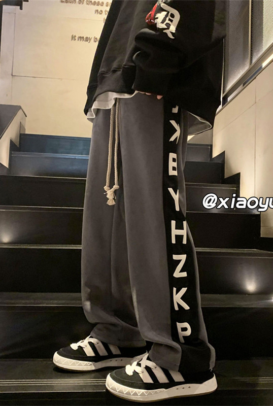 XZ616秋冬季新款麂皮绒发泡字母休闲拖地裤TY420P55控68,男装休闲裤,星座512A（原616）