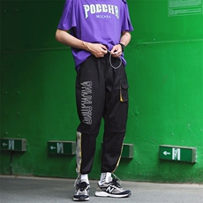新款潮运动速干立体口袋抽绳宽松束脚裤男工装裤Y005，男装休闲裤，星座1501