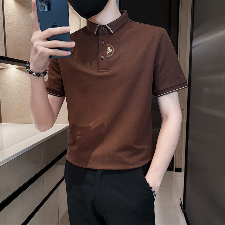 2025夏季新款短袖T恤翻领Polo衫刺绣设计25089-P48,男装T恤,电商D342