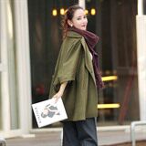 口袋斗篷型短款九分袖2020年冬季西装领纯色毛呢外套，女装毛呢外套，深水步