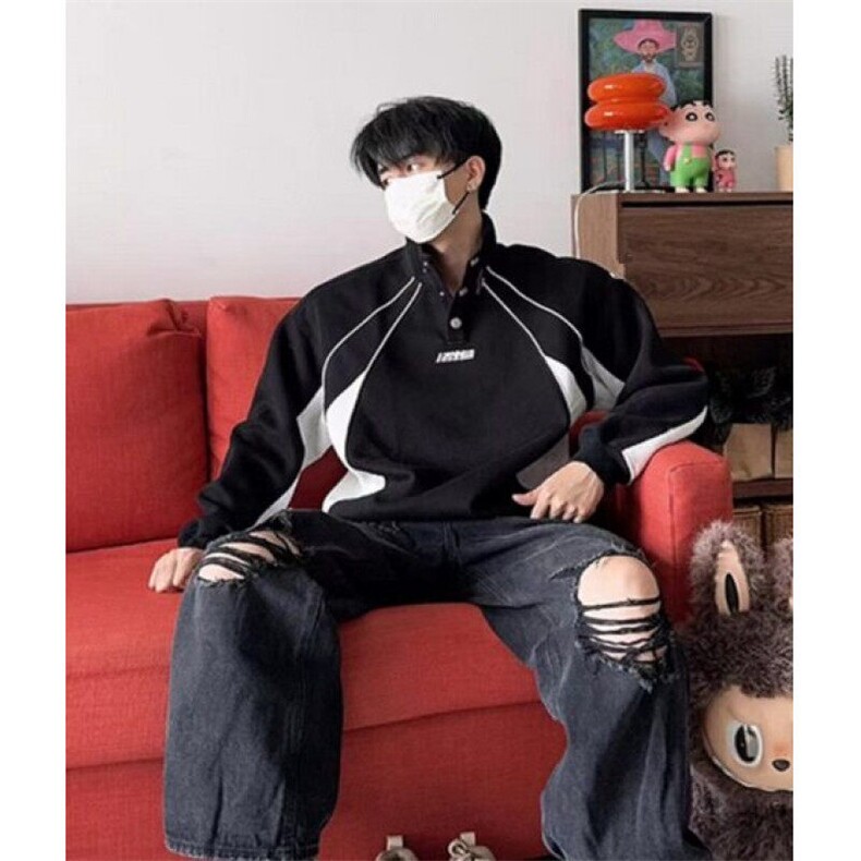 半高领卫衣男秋冬款拼色撞色新款加绒加厚潮牌痞帅炸街WY46,男装卫衣,星座1116A（原606A-3）