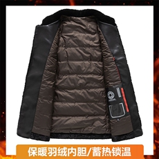 高端新中式唐装羽绒服男士风冬季中老年水貂绒羽绒服大衣外套，男装羽绒服，钱塘723