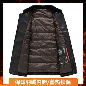 高端新中式唐装羽绒服男士风冬季中老年水貂绒羽绒服大衣外套图片