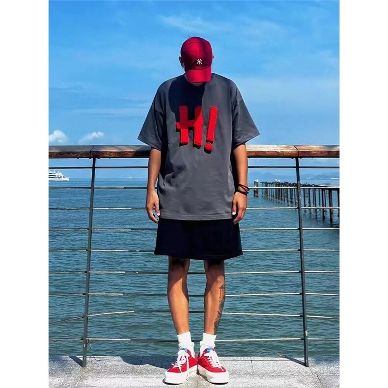 【有货】DT1019-特批40美式潮牌情侣短袖T恤男夏重磅痞帅五分袖,男装T恤,星座603-2