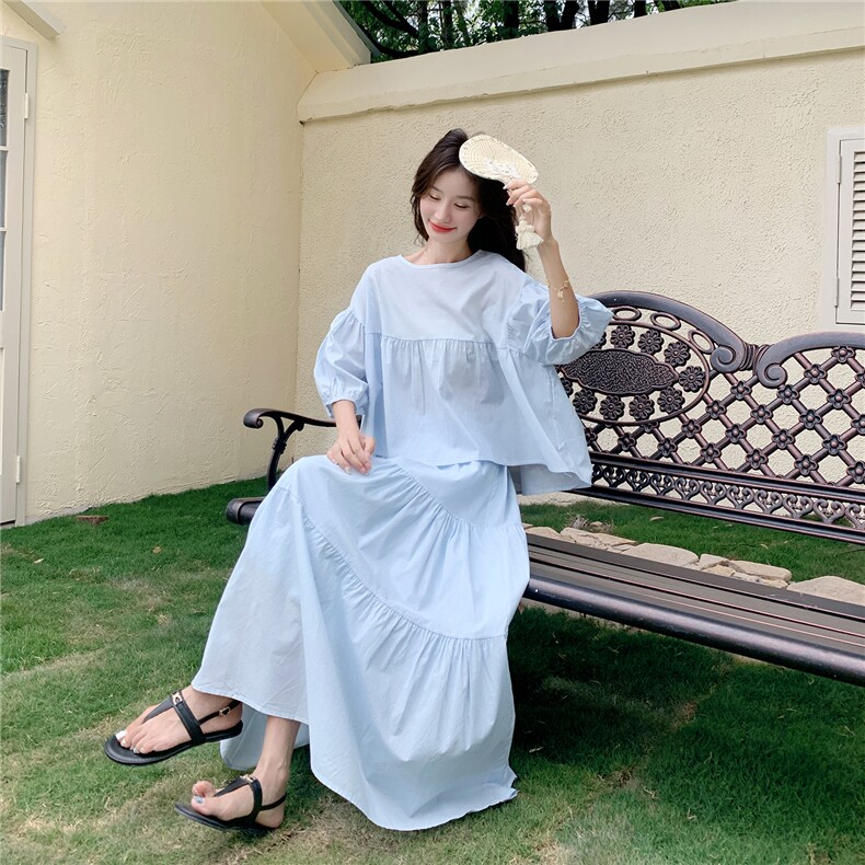 全棉中袖上衣+半身裙两件套R2C086-2569-1P130K198,女装套装/套裙,浙宝A馆126
