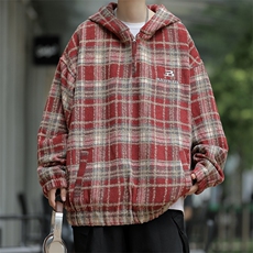 2023工装痞帅夹克美式复古格子连帽日系外套cityboy男W7922-P58，男装夹克，星座512-4
