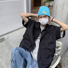五分袖衬衫男学院风韩版潮流百搭帅气日系港风宽松短袖衬衣，男装衬衫，星座506A