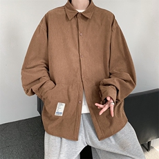 秋装韩版灯芯绒外套长袖工装衬衫宽松中性学生港风潮H221/P45，男装衬衫，电商A221A