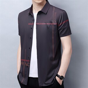 2023夏季新款商务休闲宽松中青年衬衣男装潮流时尚百搭短袖打底衫图片