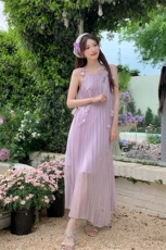 简约宽松显瘦紫色羽毛吊带中长款连衣裙夏2C276-L3466-P110-K150，女装连衣裙，2C276