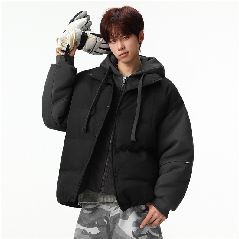 新款冬季羽绒棉服棉袄连帽假两件韩版宽松外套A436-2511-P85,男装棉衣,电商A436