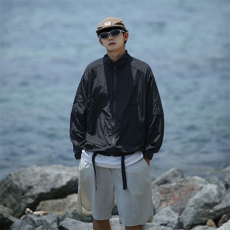夏男防晒衣夹克长抽绳宽松夹克衫外套FS324P45,男装夹克,星座1013-1
