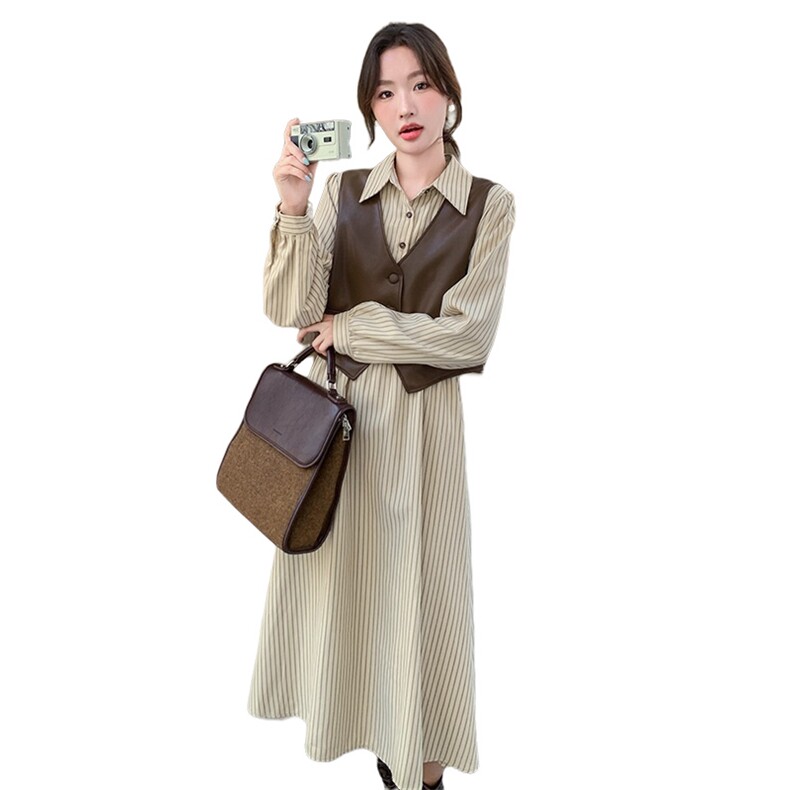 现货主推皮马甲+连衣裙二件套9868-P155-K218,女装套装/套裙,2C129