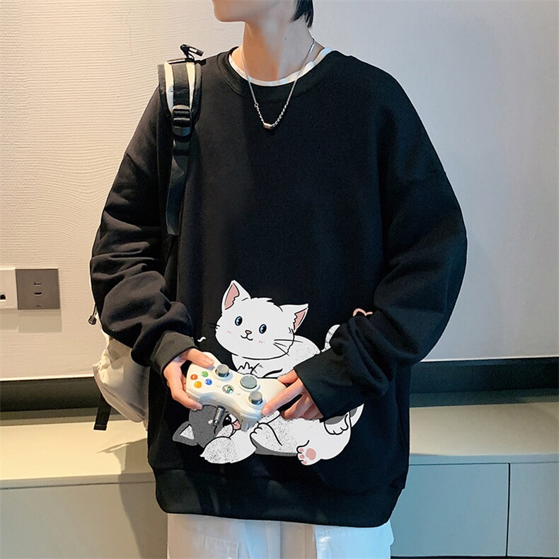 S6300-P28 秋季圆领卫衣男大码韩版宽松长袖外套图片