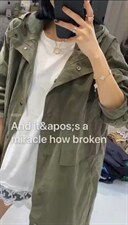 2021秋季新款休闲宽松后抽绳双口袋大版风衣外套，女装风衣，L·H·X